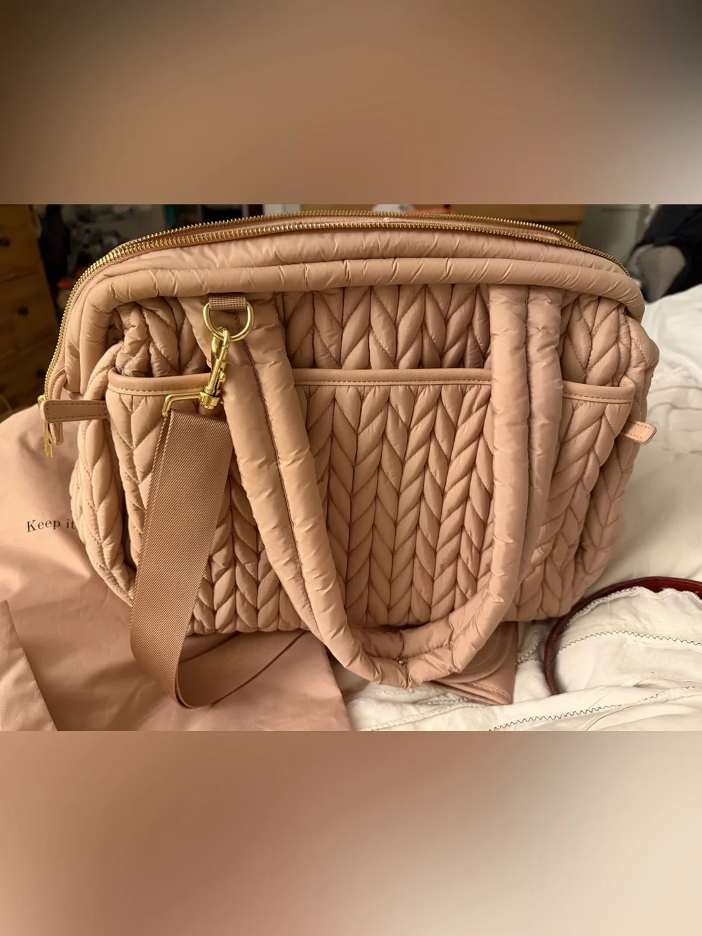 Happ Paige Carryall in dusty rose diaper bag